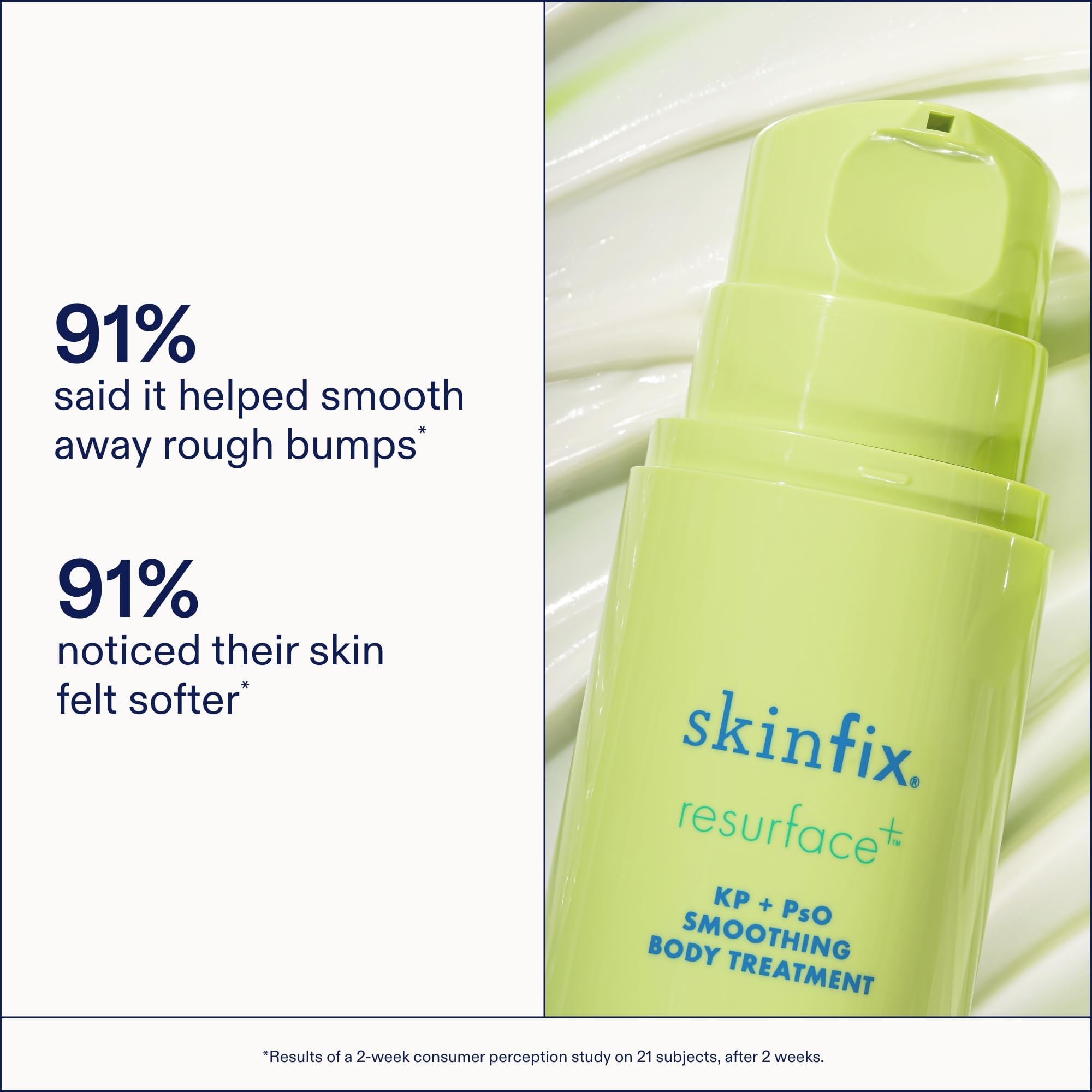 Skinfix KP + PsO Smoothing cream swirl demonstrates creamy texture and easy daily application.