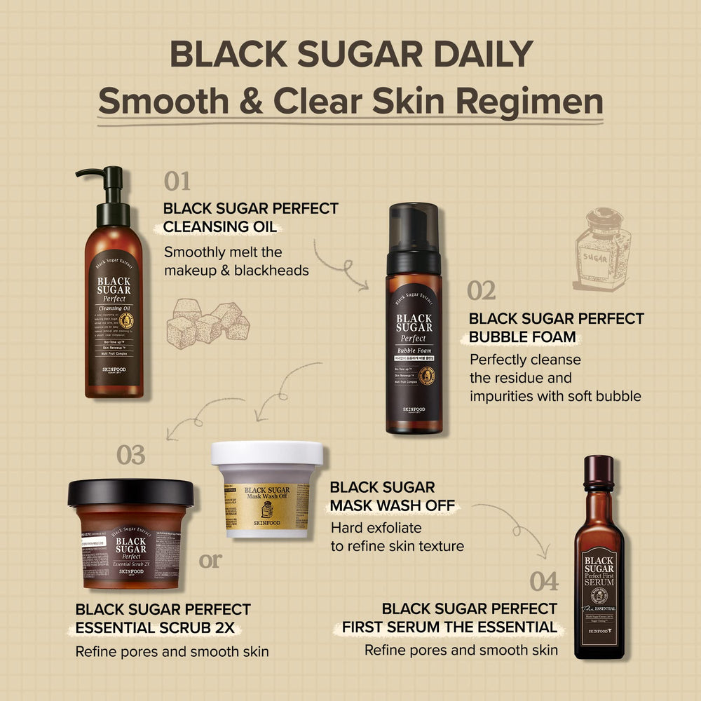 Packaging of SKINFOOD 1957 Black Sugar Mask highlights authentic Korean beauty.