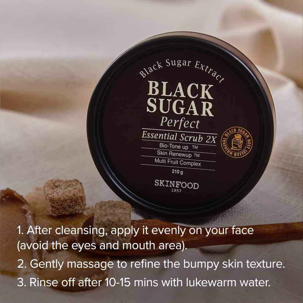 Rinsing with warm water reveals smoother skin after SKINFOOD 1957 Black Sugar Mask.