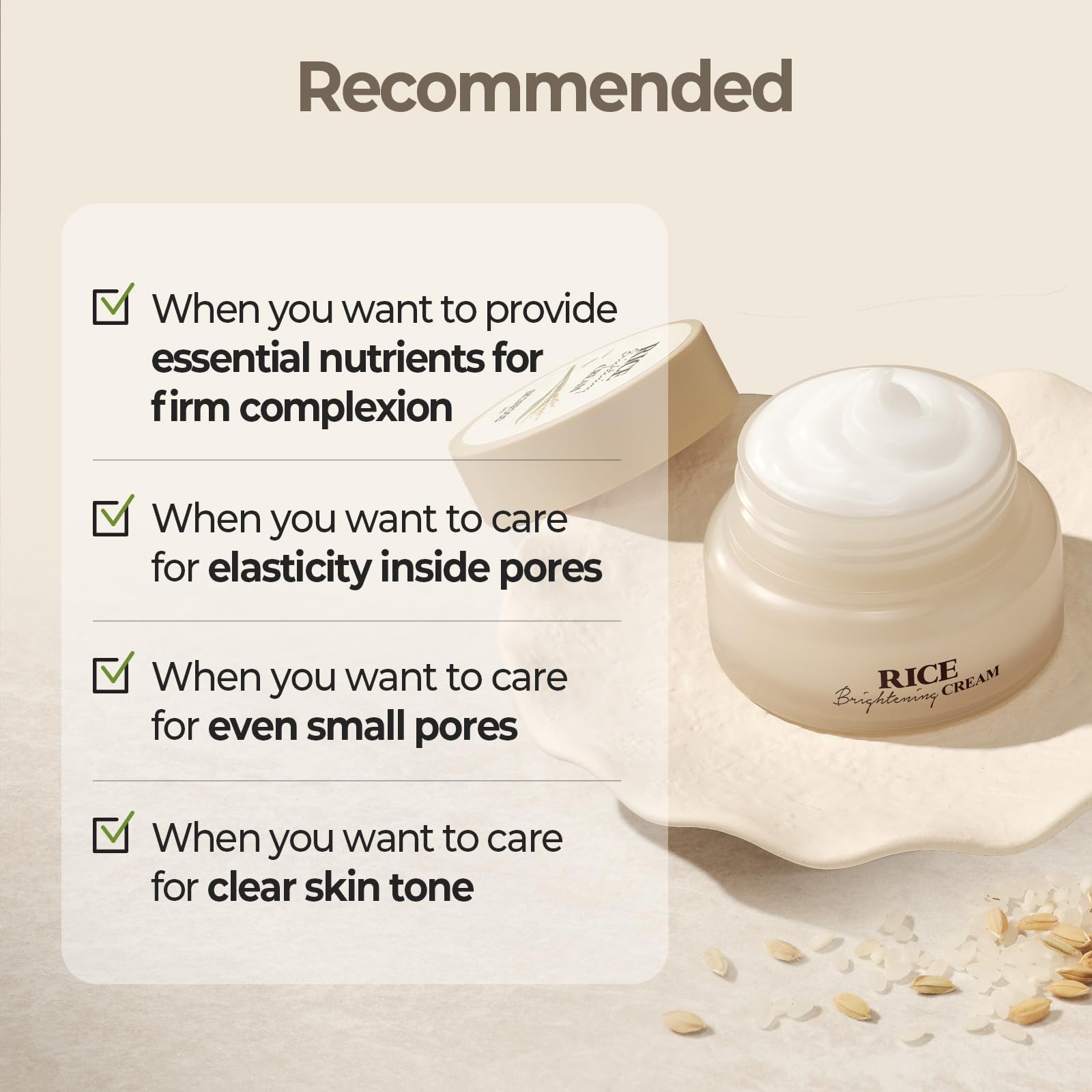 Korean skincare routine concept with Skinfood 1957 Rice Brightening Cream