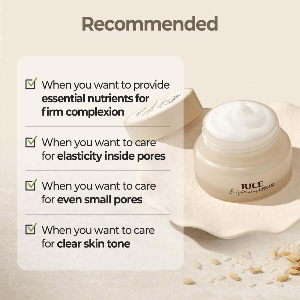 Korean skincare routine concept with Skinfood 1957 Rice Brightening Cream