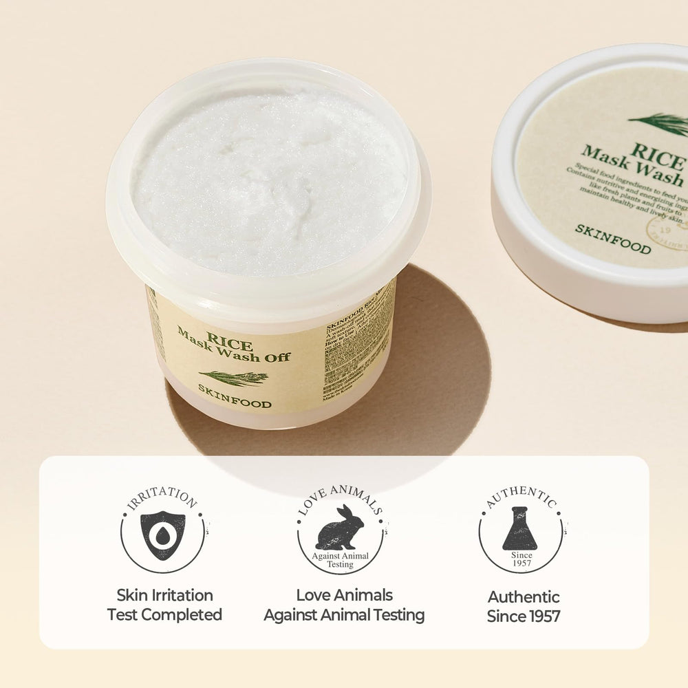 Finished application reveals a softer, radiant complexion after SKINFOOD 1957 Rice Mask
