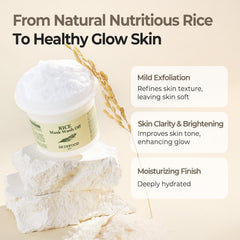 Fine rice powder particles from SKINFOOD 1957 Rice Mask indicate gentle exfoliation