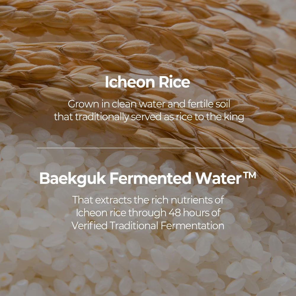 SKINFOOD 1957 Rice Serum texture application emphasizes smooth, radiant skin.
