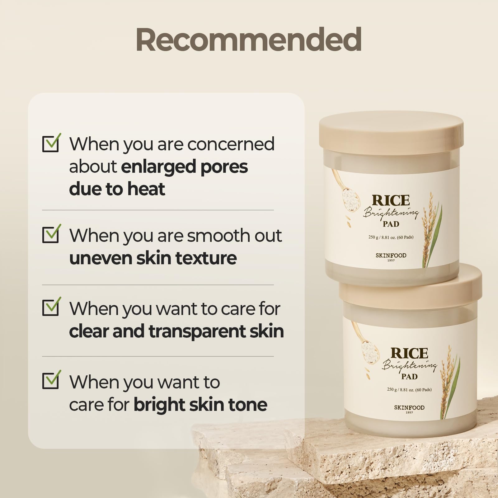 SKINFOOD 1957 60 pads package, breathing clean minimal Korean skincare routine