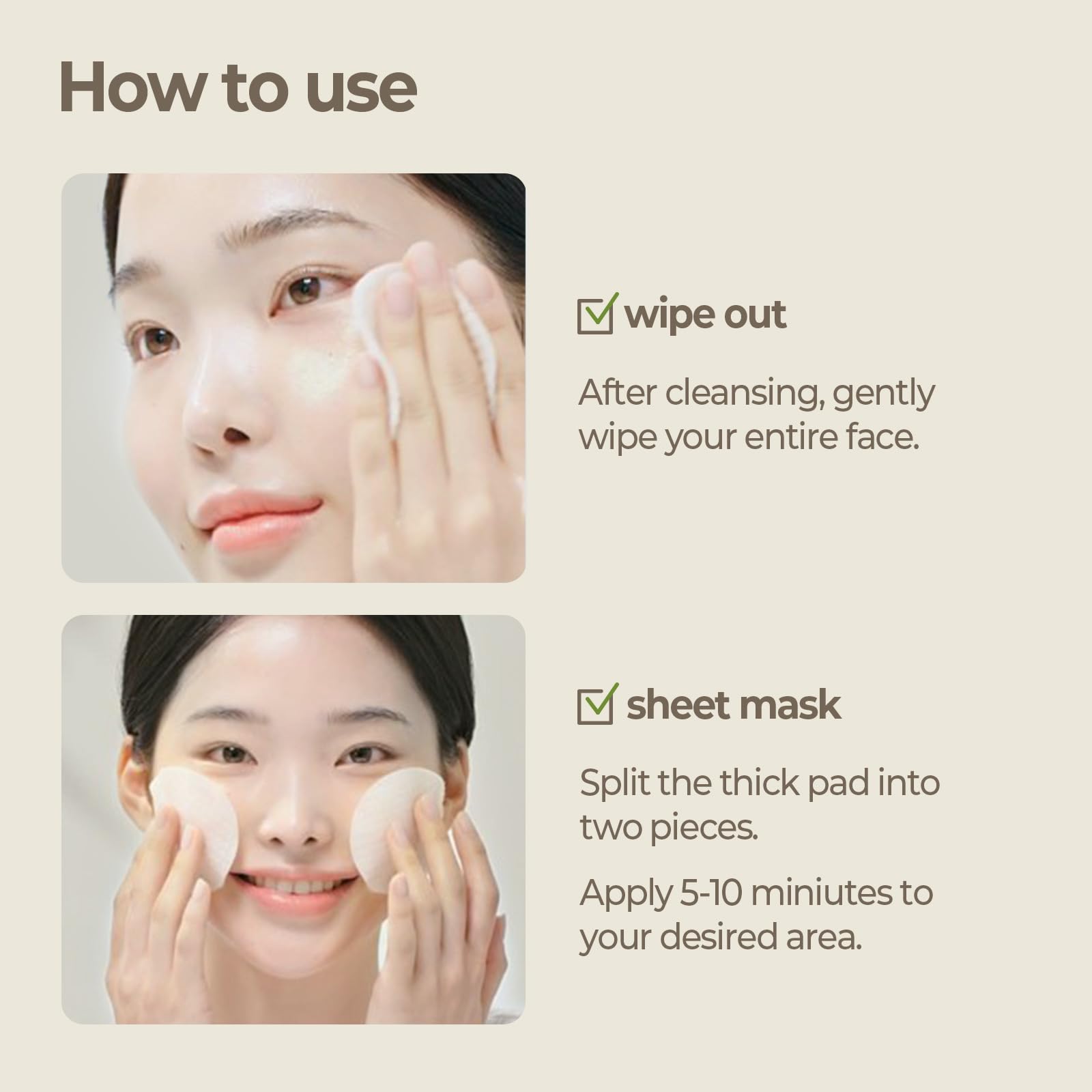 SKINFOOD 1957 rice-toner pad application on skin for even tone and radiance
