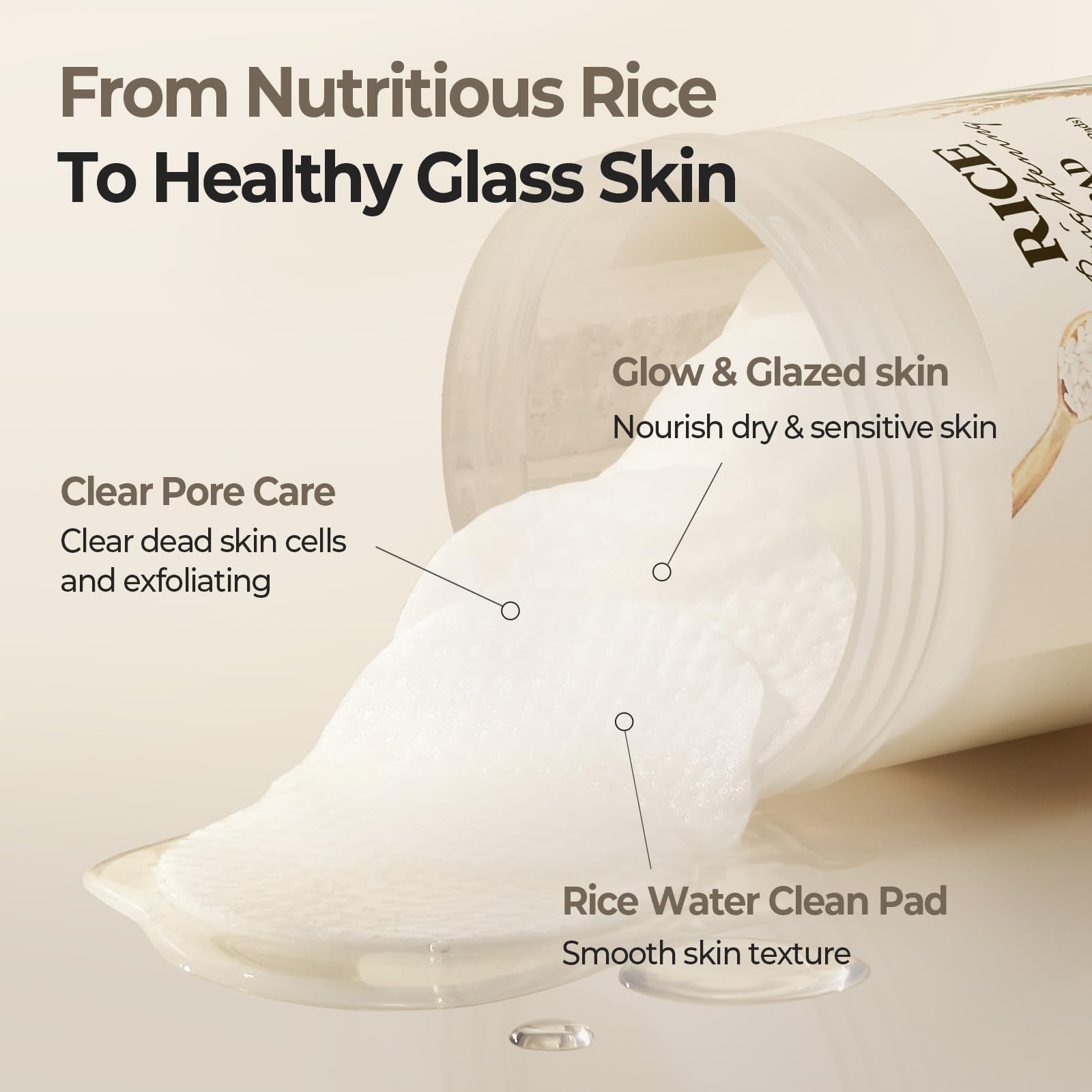 SKINFOOD 1957 rice water essence pad, damp surface hinting at hydrating formula