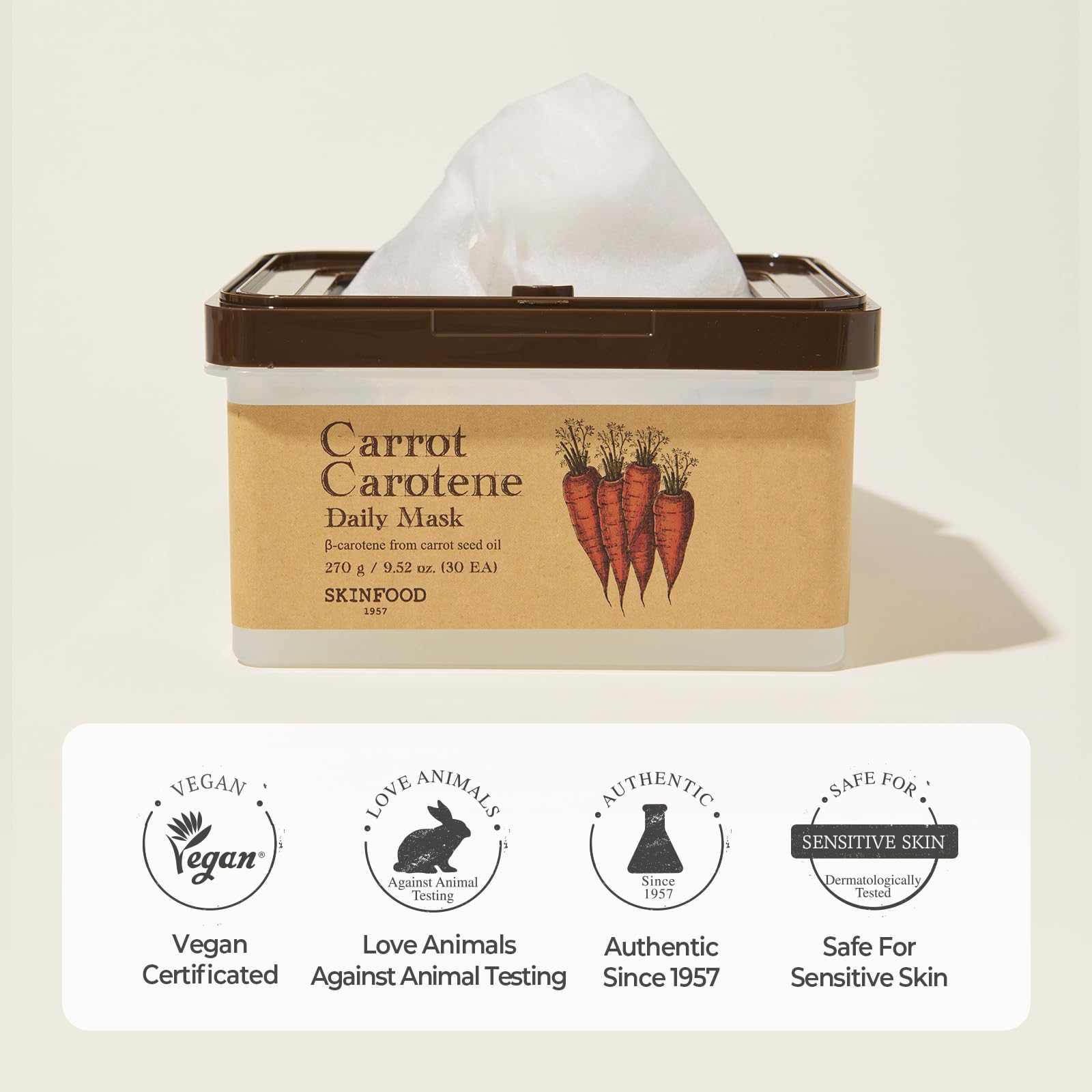 SKINFOOD Carrot Carotene Daily Mask carrot extract ingredient for antioxidant care