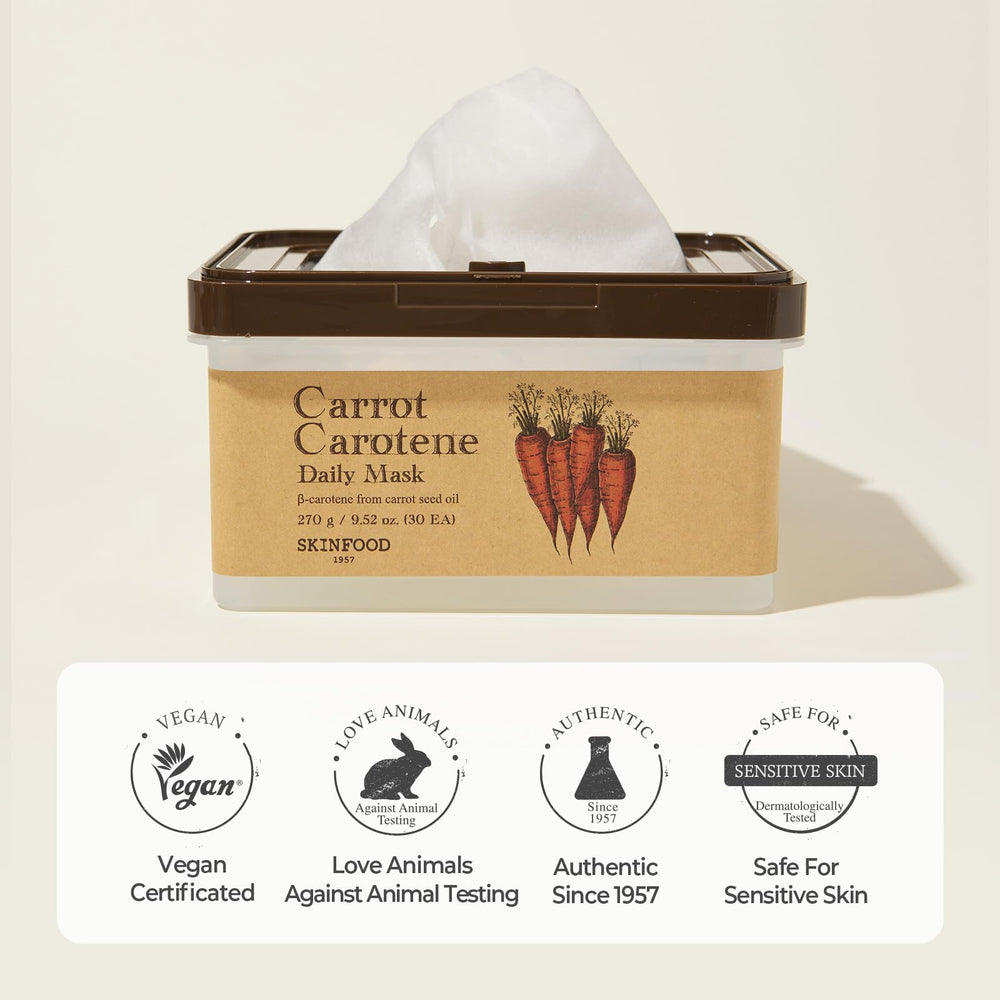 SKINFOOD Carrot Carotene Daily Mask carrot extract ingredient for antioxidant care