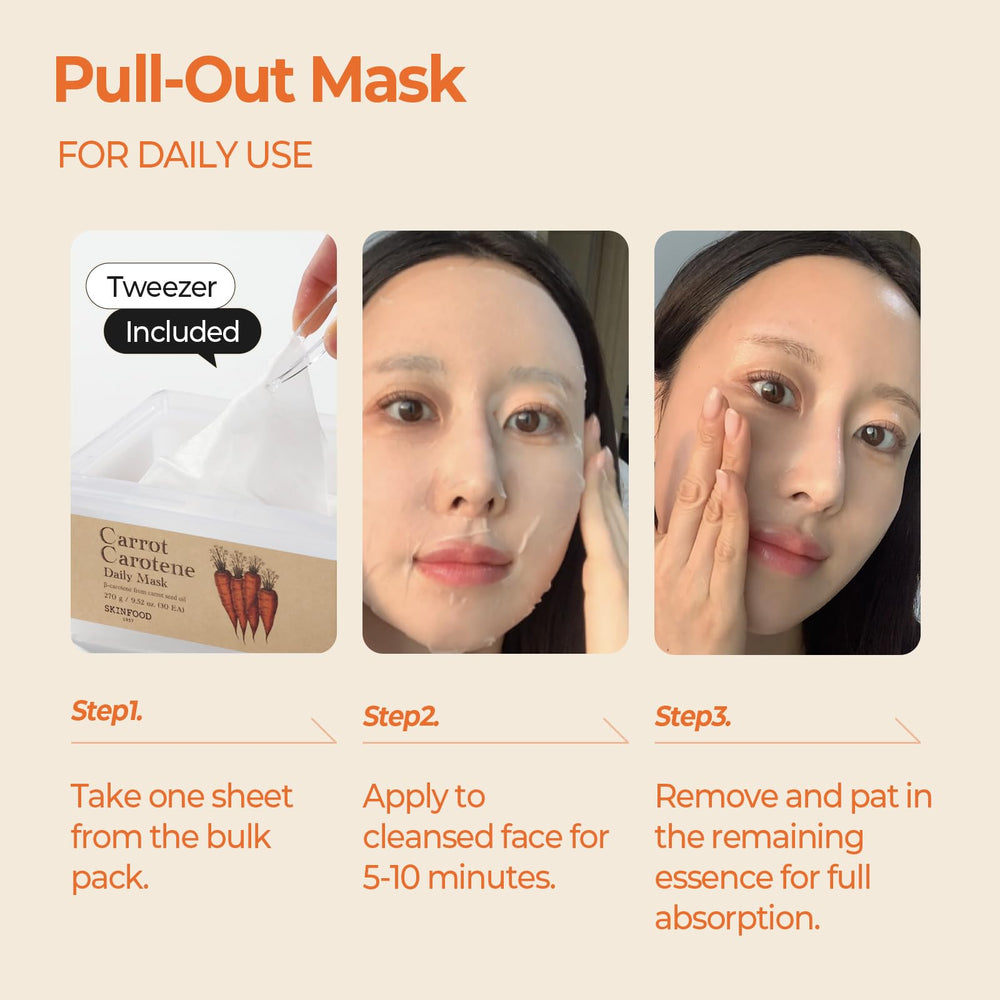 SKINFOOD Carrot Carotene Daily Mask packaging front highlighting bulk format