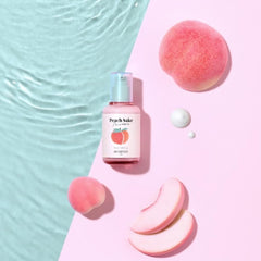 Packaging shot of SKINFOOD Peach Sake Serum communicates premium trust.