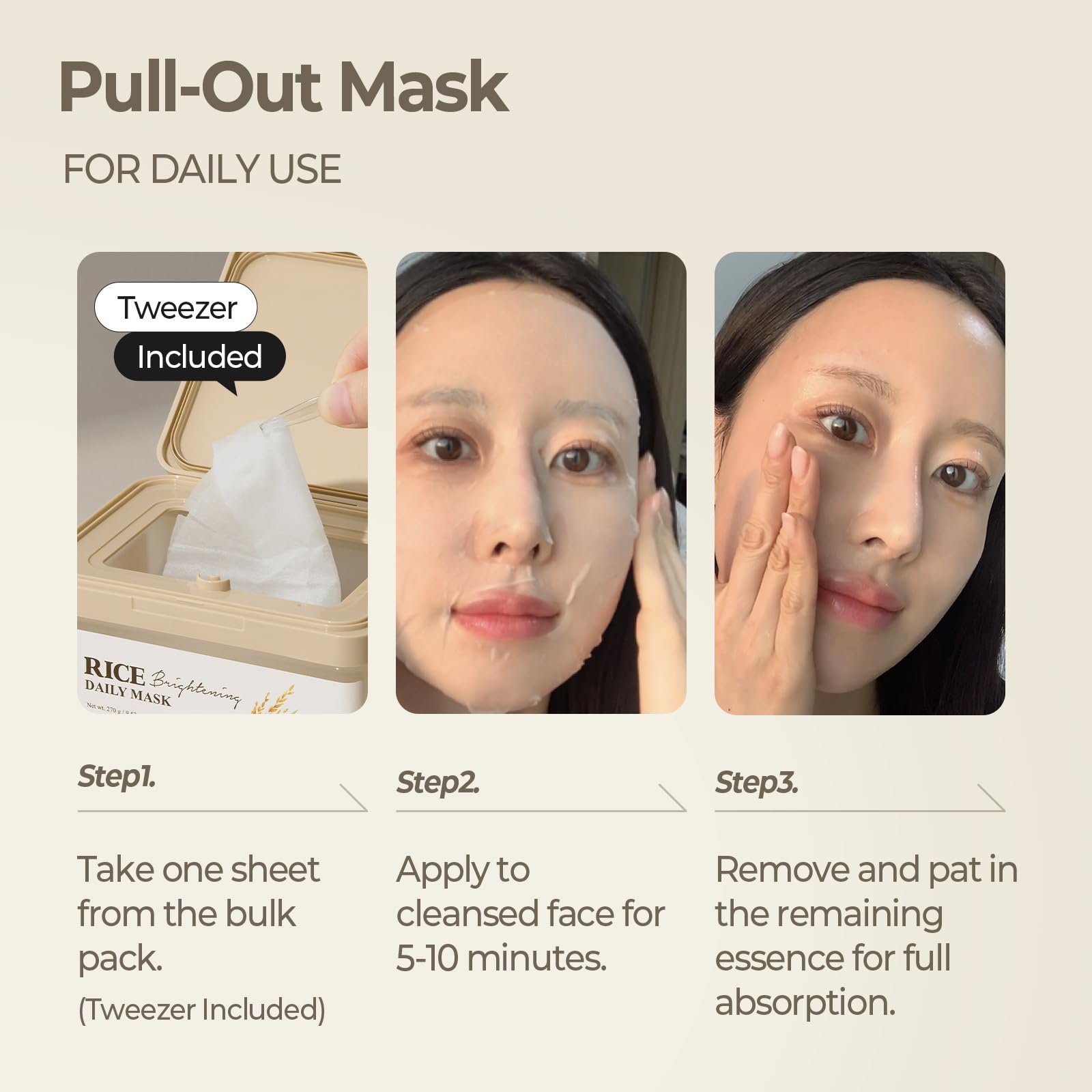 Applying SKINFOOD Rice Daily Mask provides a quick five-minute glow and smoothing effect