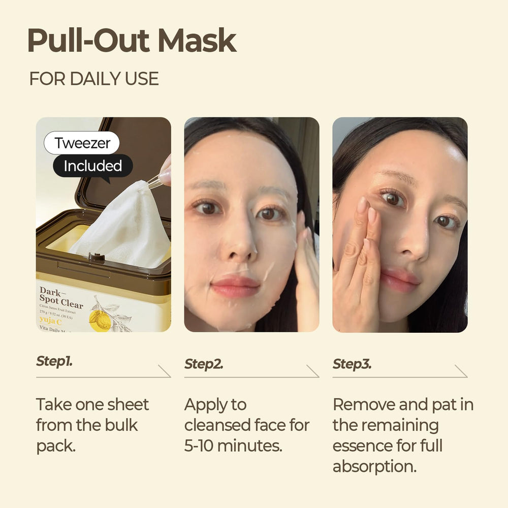 SKINFOOD Yuja C Vita Daily Mask niacinamide boosts clarity and evenness.
