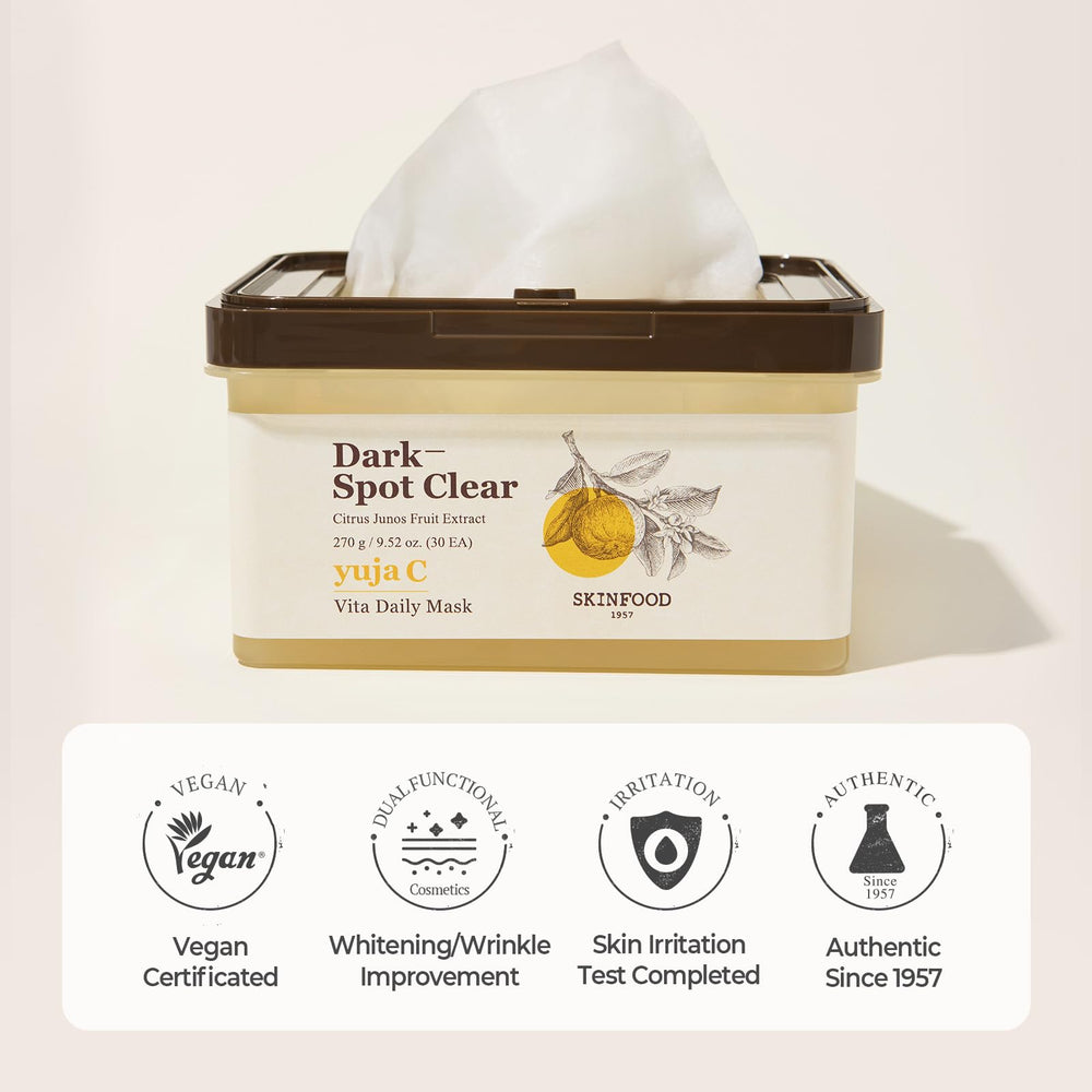 SKINFOOD Yuja C Vita Daily Mask premium sheet material for comfortable adhesion.