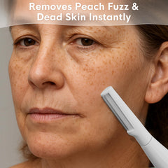 Skinharbor Sonic Dermaplane Razor 3-speeds dial illustrates customizable exfoliation for sensitive or stubborn areas.