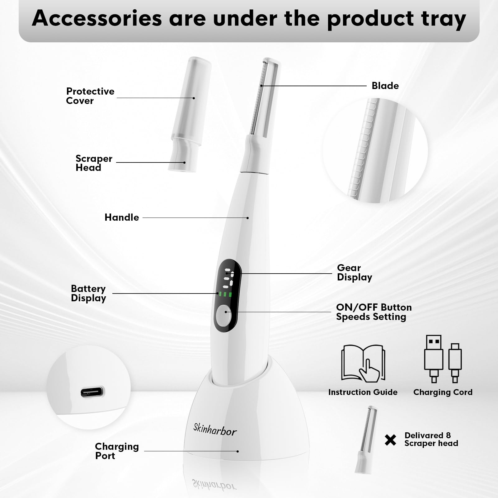 Skinharbor Sonic Dermaplane Razor travel case image shows compact setup for on-the-go routines.