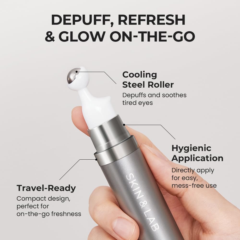 Gently tapping around the eye with SKIN&LAB Bakuchiol Eye Serum