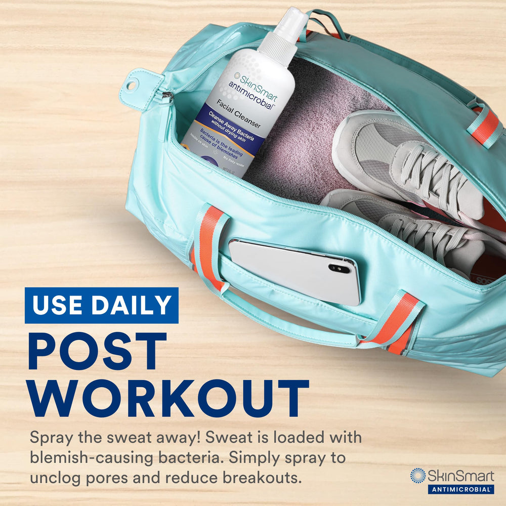 SkinSmart Antimicrobial athlete-on-the-go spray freshens skin after workouts