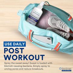 SkinSmart Antimicrobial athlete-on-the-go spray freshens skin after workouts