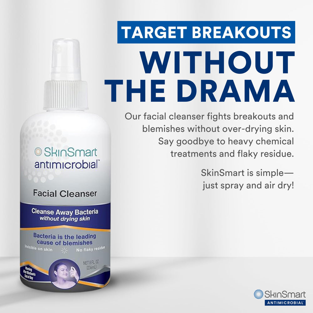 SkinSmart Antimicrobial-backne-area targets chest and back pimples with a spray solution