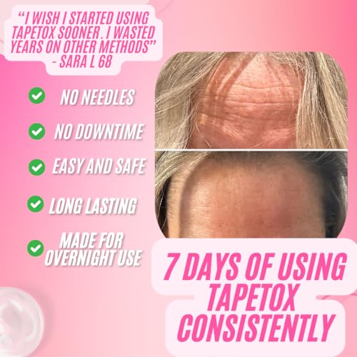 Skin Supervision TapeTox forehead wrinkles closeup showing gentle lift overnight.