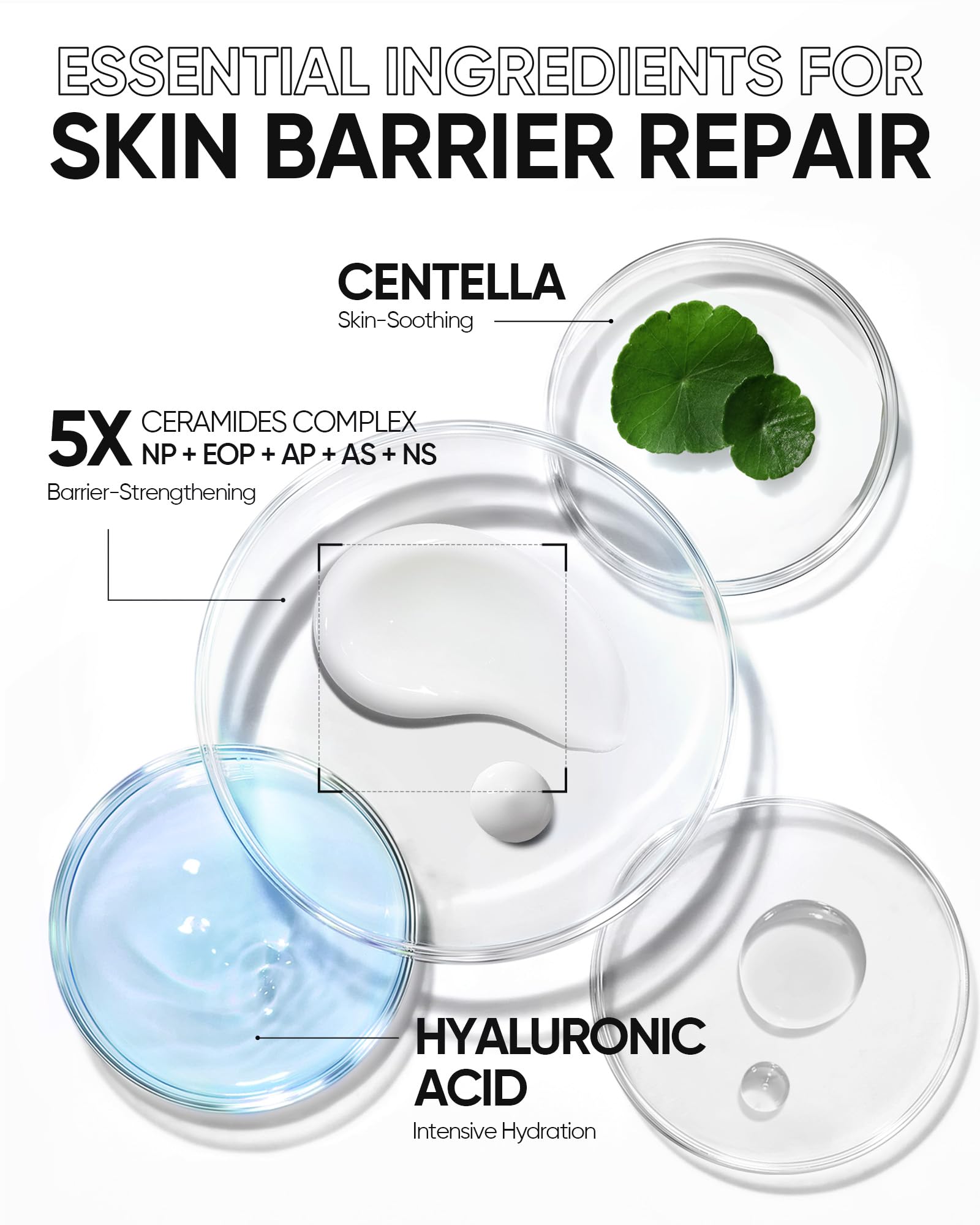 SKINTIFIC 5X Ceramides gel texture applying to skin with lightweight feel
