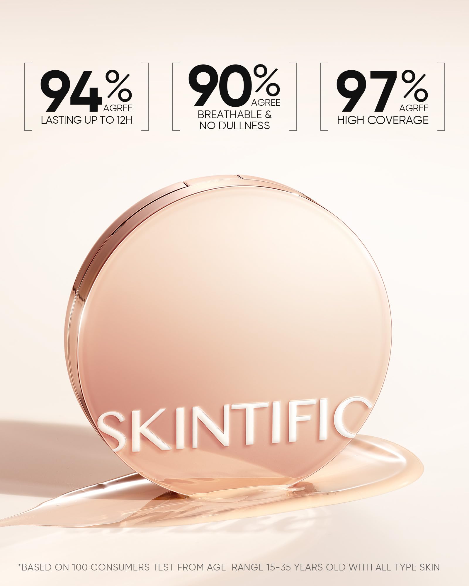 SKINTIFIC complexion-buildable cushion for an even tone across the face.