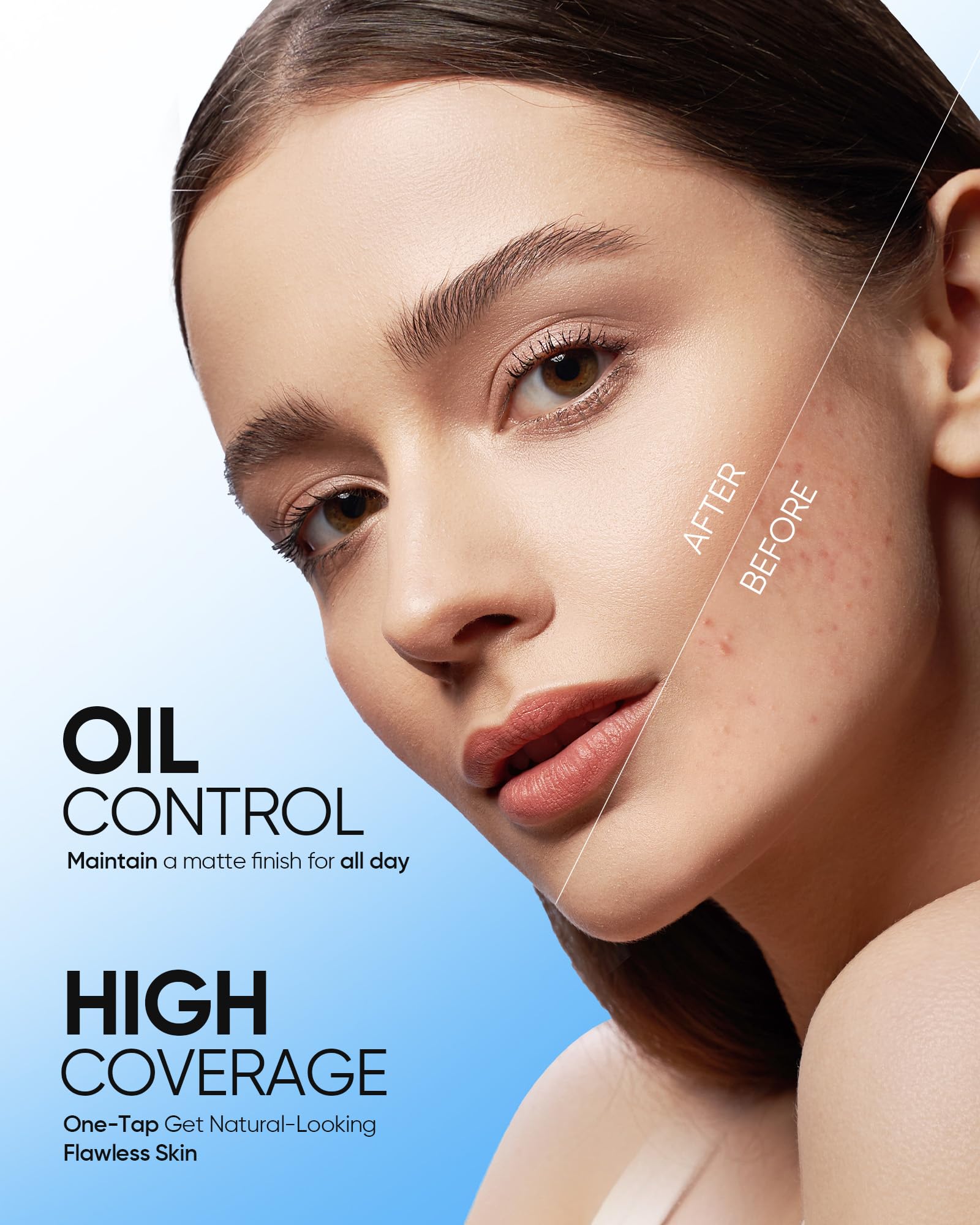 Skintific cushion puff Rubycell teardrop reveals easy, precise blending around nose and eyes.