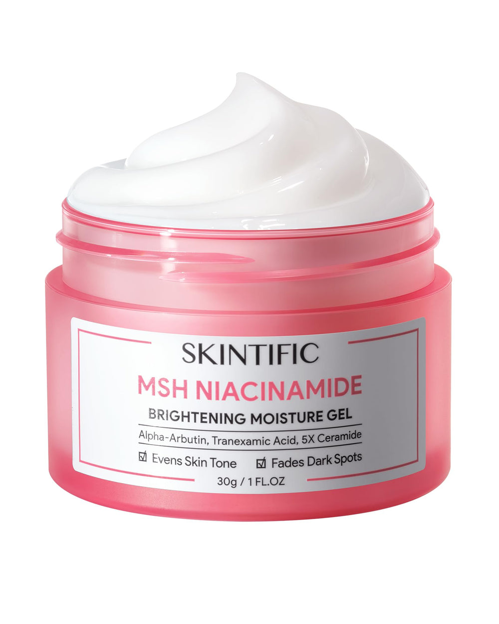 Skintific MSH Niacinamide Brightening Cream jar shows rich texture for even tone
