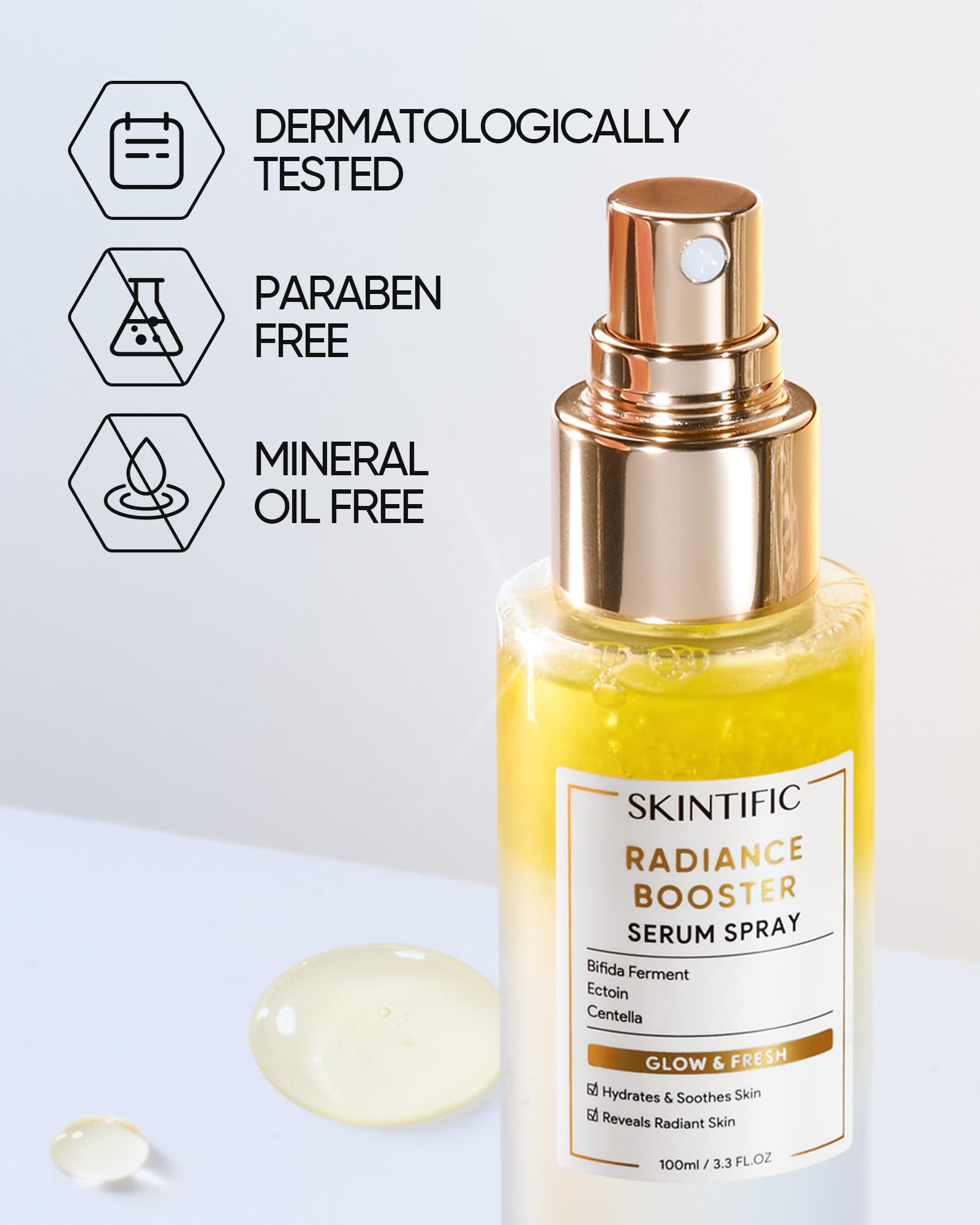 SKINTIFIC Radiance Booster Serum Spray finishing mist creates soft non cakey finish