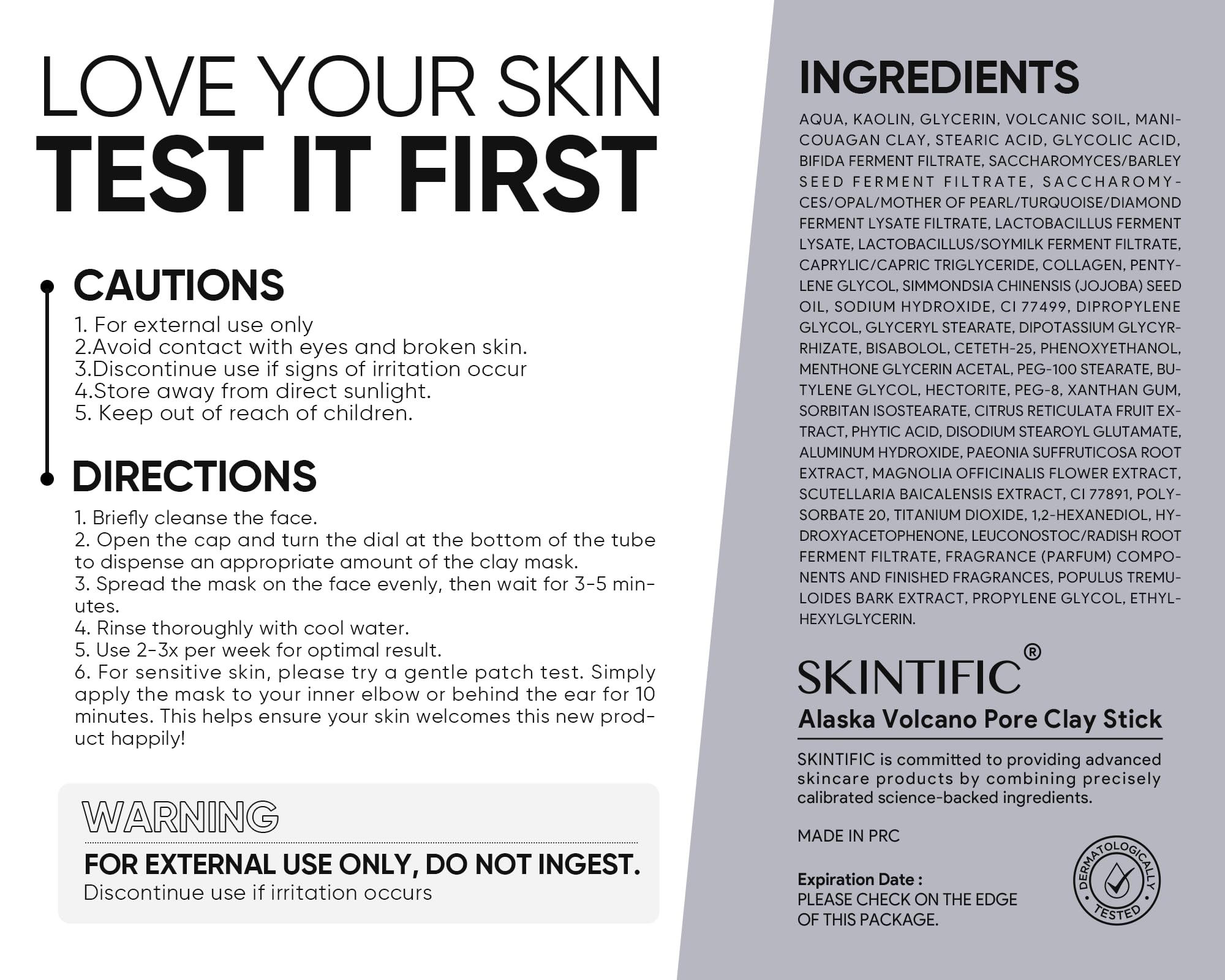 SKINTIFIC volcanic clay mud mask texture emphasizing gentle exfoliation and oil absorption