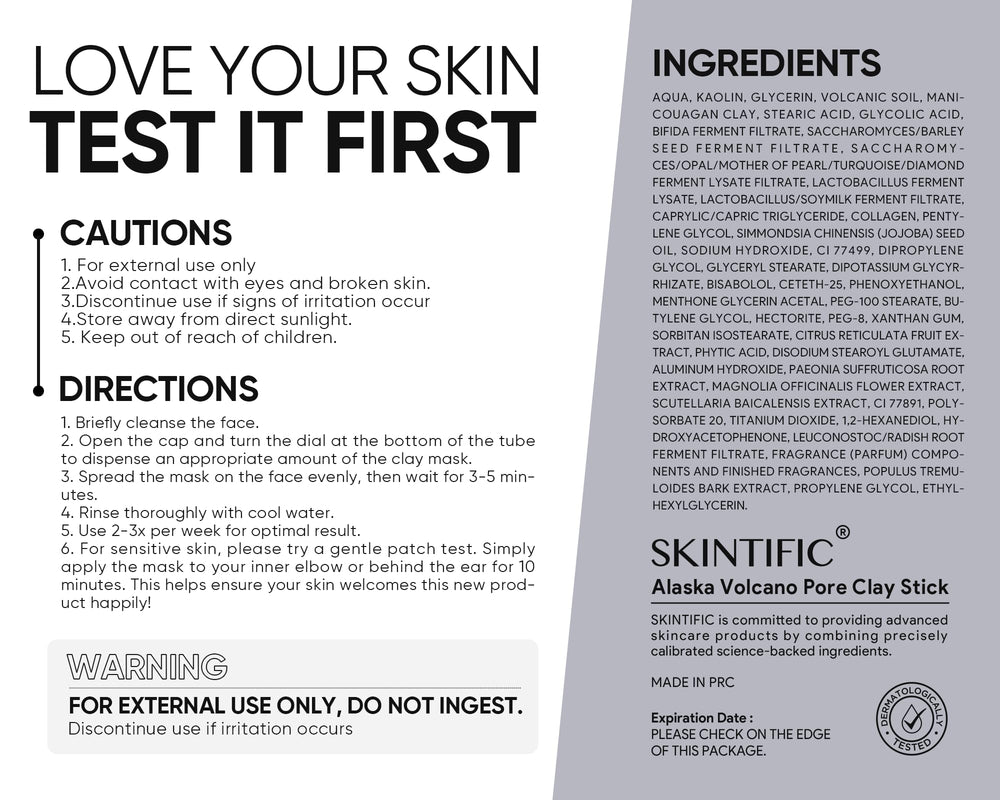 SKINTIFIC volcanic clay mud mask texture emphasizing gentle exfoliation and oil absorption