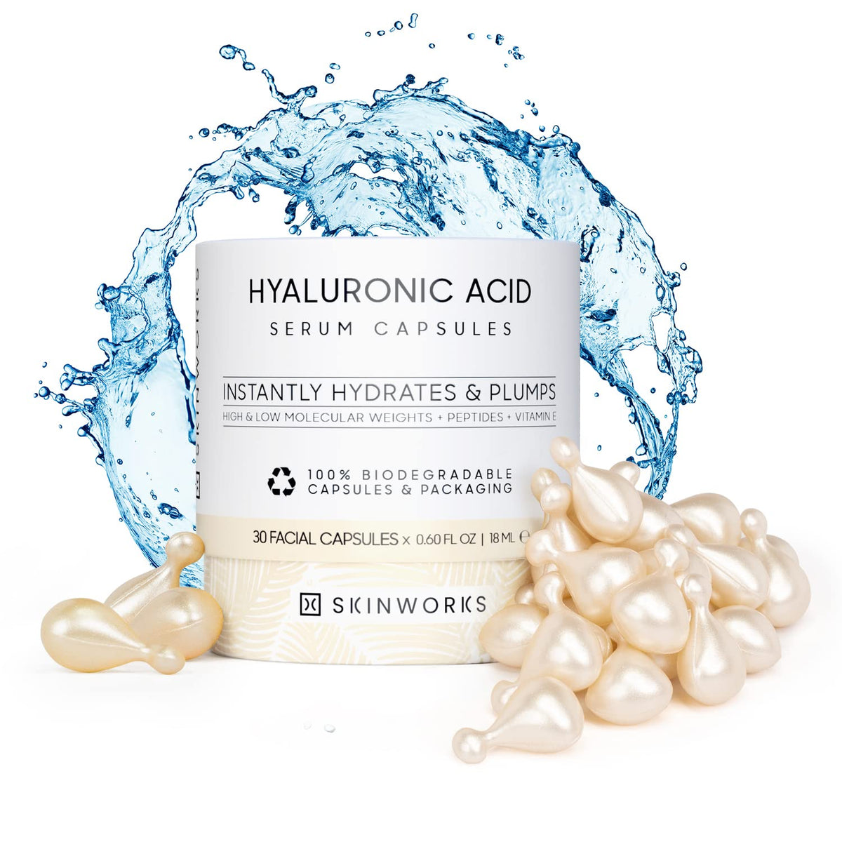 Skinworks Hyaluronic Serum facial application close-up for hydrated, smooth skin.