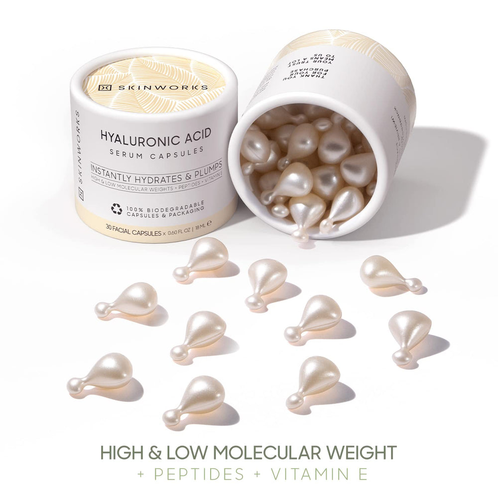 Skinworks Hyaluronic Serum refreshing texture applied on damp skin.