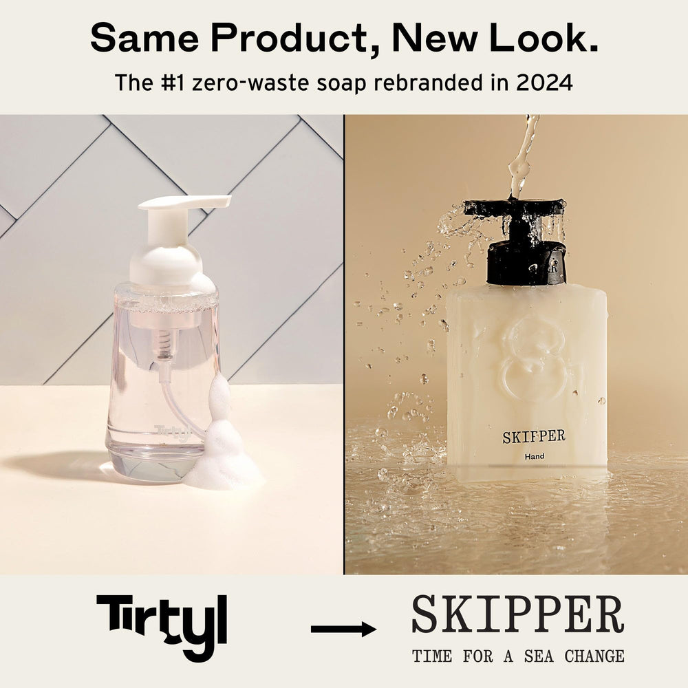 Skipper brand rebrand image signaling Tirtyl-to-Skipper transition