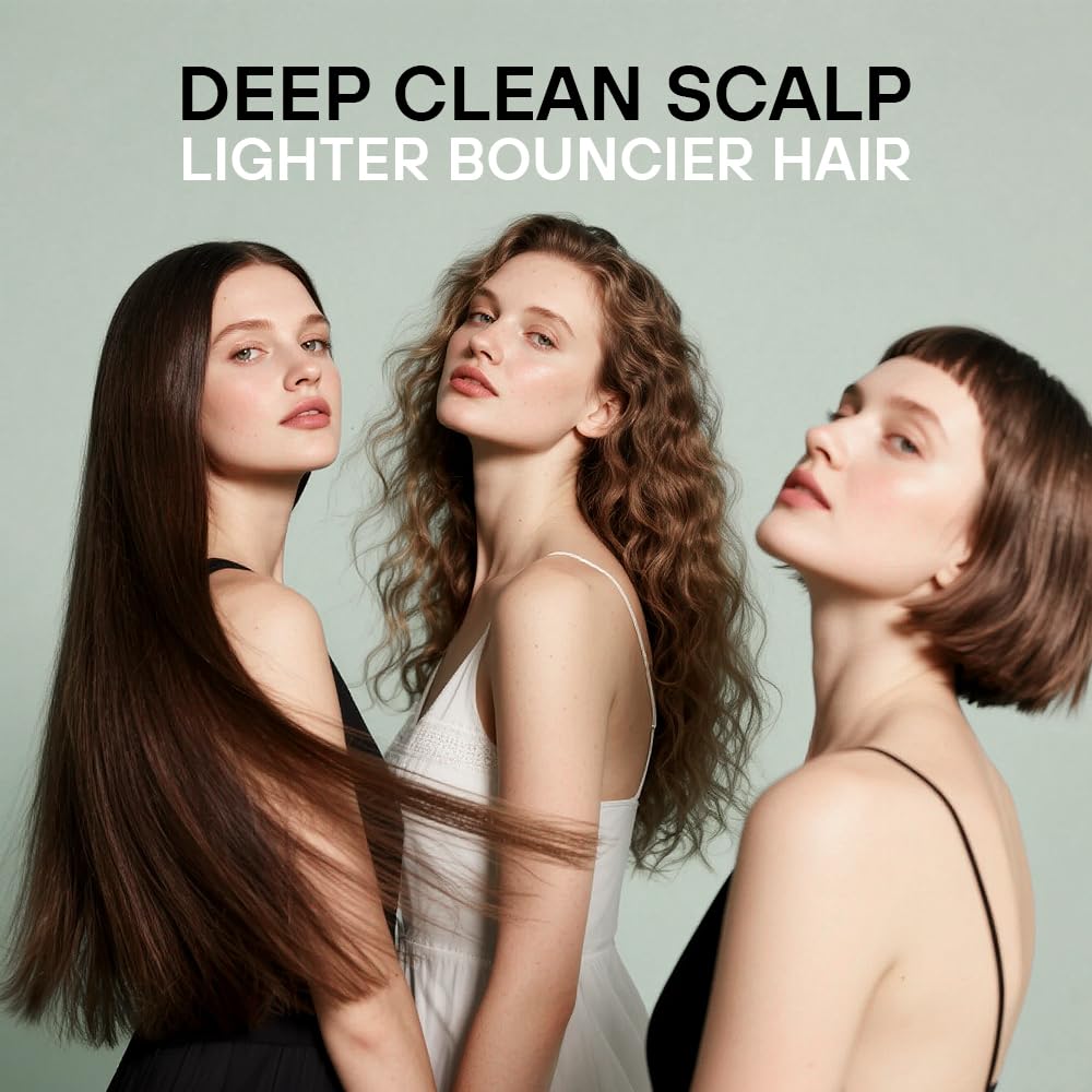 Skirifine Tea Tree Scalp Scrub application shows a weekly detox routine on wet scalp.