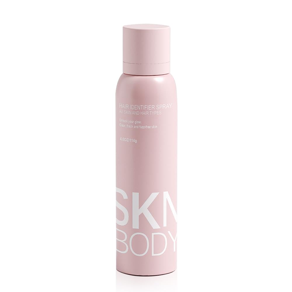 SKNBODY Hair Identifier Spray bottle closeup shows skin-safe prep for precision dermaplaning.
