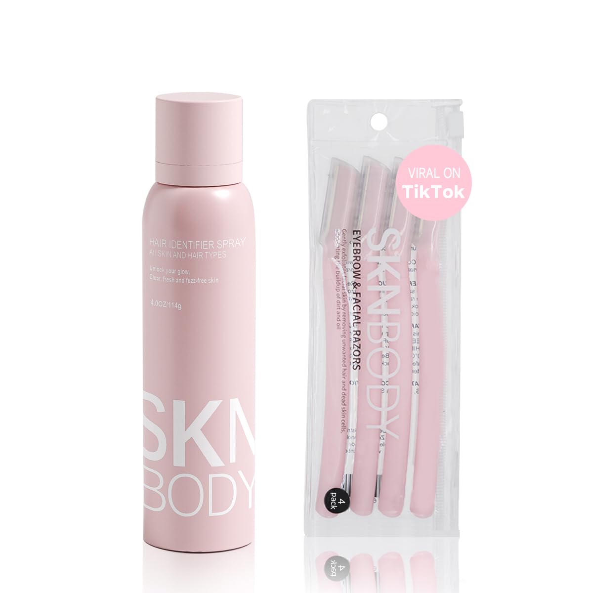 SKNBODY Hair Identifier Spray shows precision nozzle for even facial application