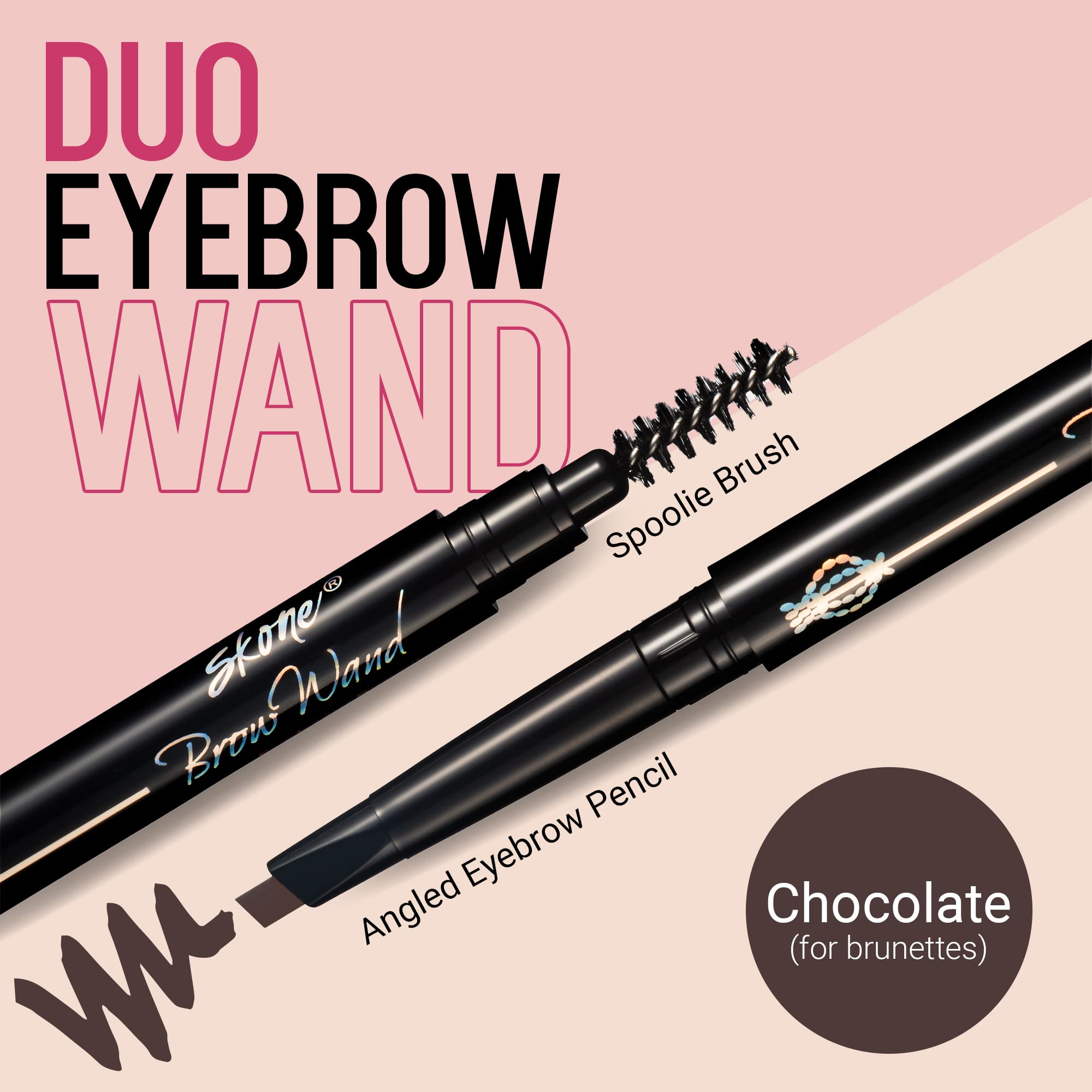 Skone Brow Wand dual-ended brush in action providing smooth, even brows