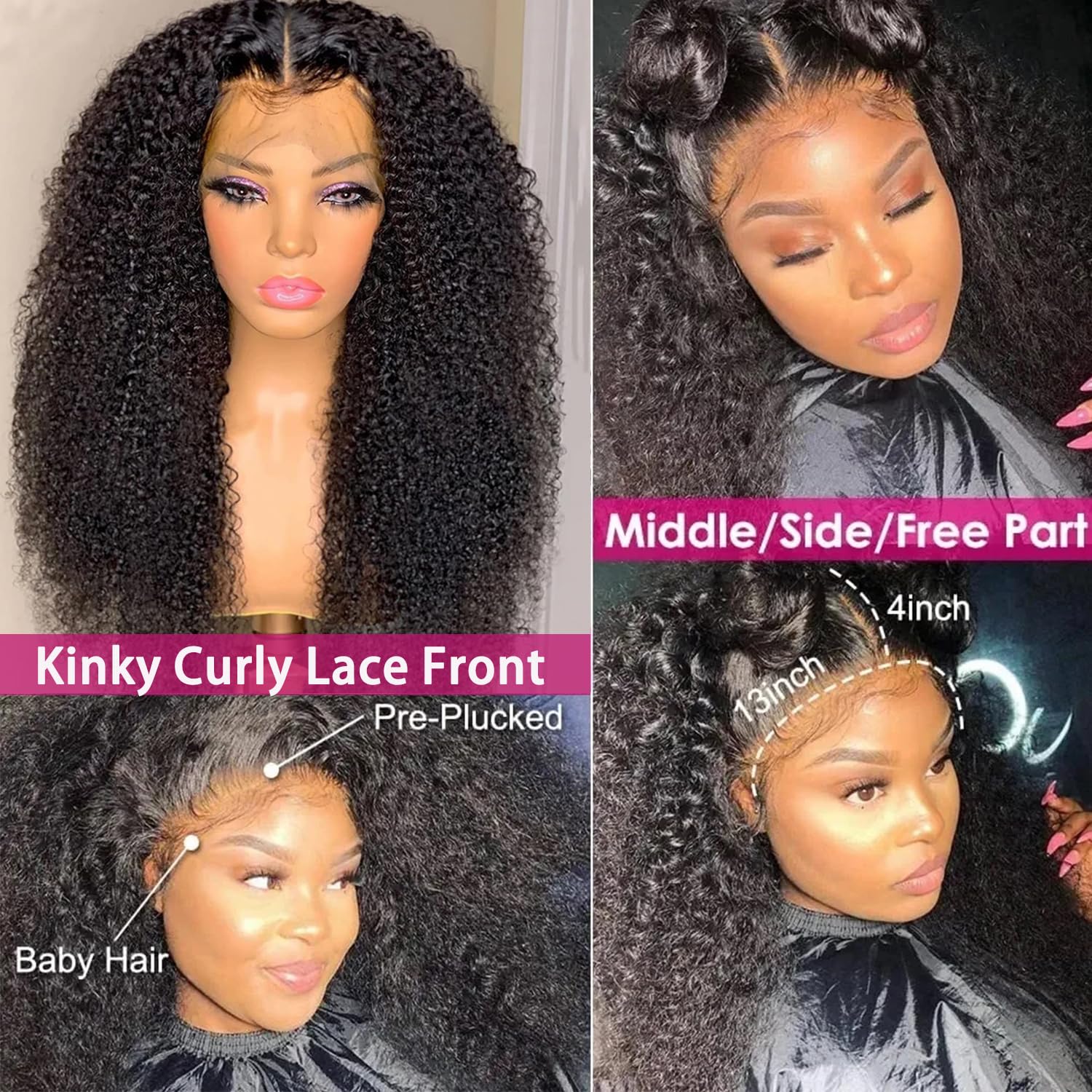Skouty kinkycurly wig lace-front closeup shows invisible breathable HD lace.