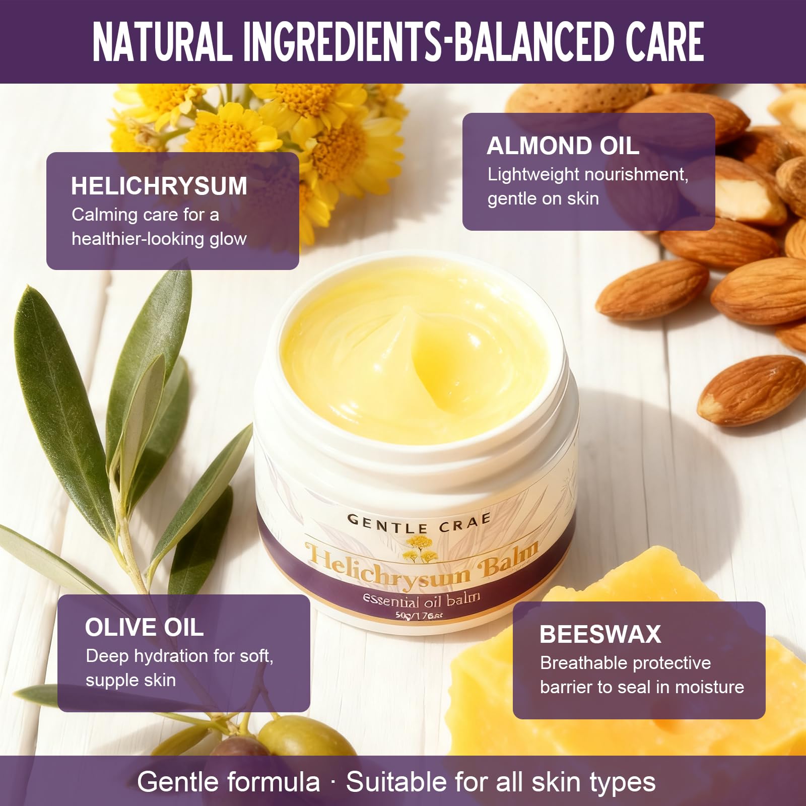 SKSOYT Helichrysum Balm hands application shows quick, breathable moisture for daily comfort.