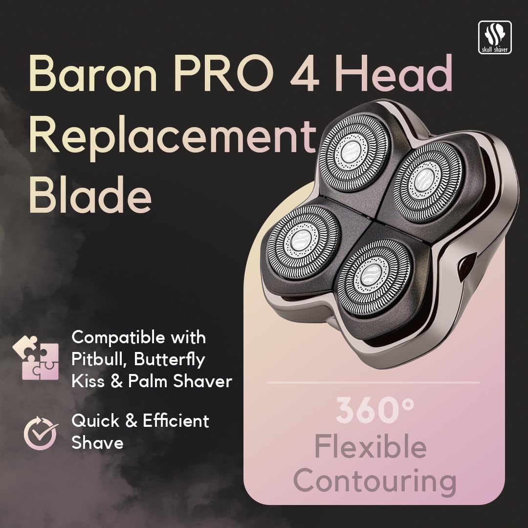 Baron PRO4 replacement blade open view highlights sharp edge for precise grooming.