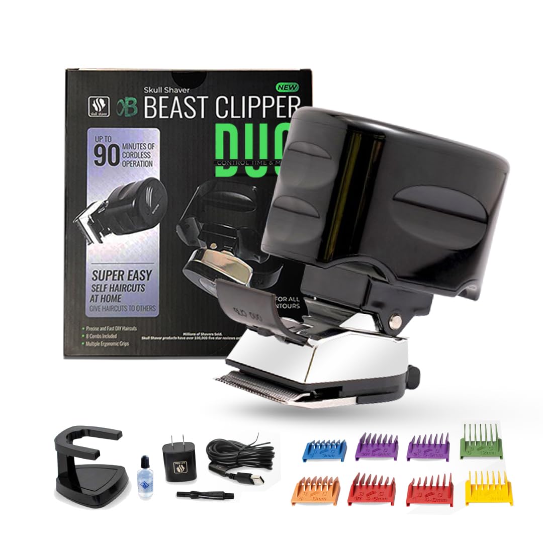 Skull Shaver Beast Clipper Duo hero shot highlighting at-home grooming versatility
