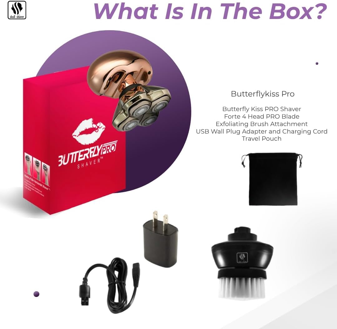 Skull Shaver Butterfly Kiss Pro body shaving for arms and torso with comfortable motion.