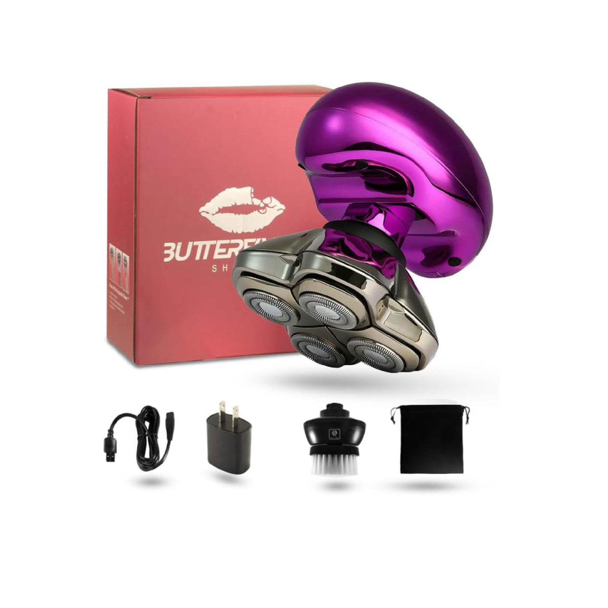 Skull Shaver Butterfly Kiss Pro close-up of hypoallergenic blades for sensitive skin.