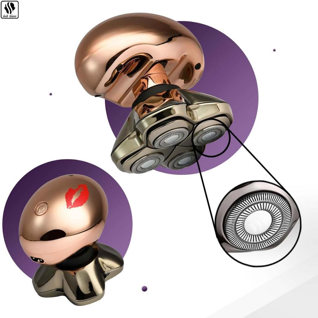 Skull Shaver Butterfly Kiss Pro ergonomic rose-gold handle design for steady control.