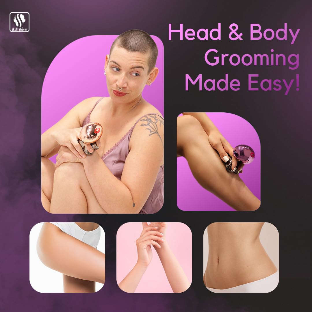 Skull Shaver Butterfly Kiss Pro hypoallergenic blades protect sensitive skin.