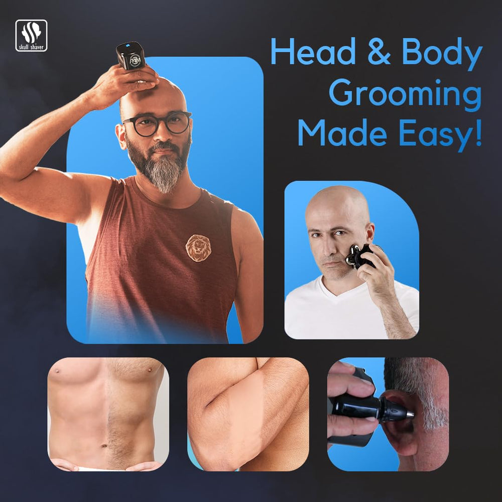 Skull Shaver Palm Shaver waterproof design supports wet or dry use and easy cleaning.