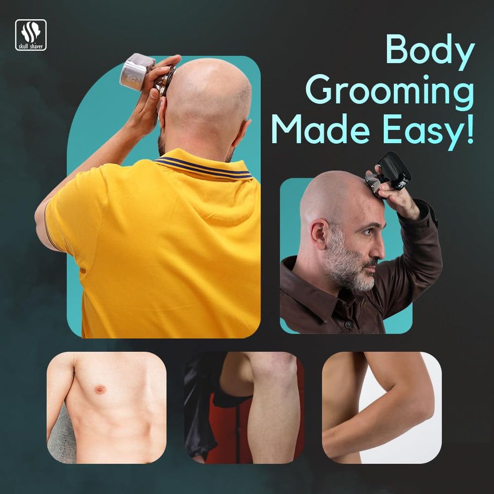 Skull Shaver Pitbull Platinum PRO on rinse stand with LED indicator for easy maintenance