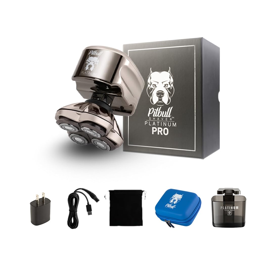Skull Shaver Pitbull Platinum PRO close-up showing ergonomic grip for precise head shaving